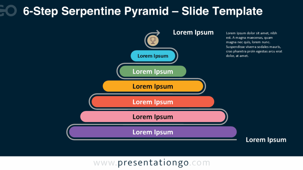 6-Step Serpentine Diagram, Dark, for PowerPoint & Google Slides Six-step serpentine diagram on dark background for PowerPoint