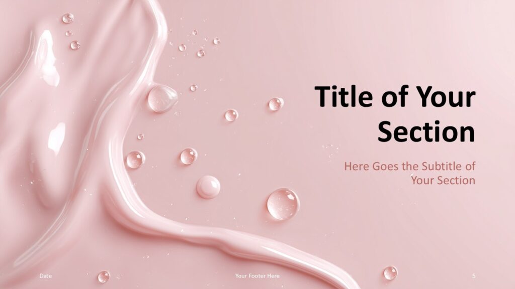 Soft Gloss Liquid Template Pink Section Divider A pink glossy liquid section divider slide with soft textures and modern typography from the Soft Gloss Liquid Template for PowerPoint and Google Slides.
