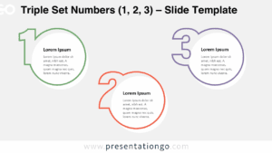 Triple Set Numbers PowerPoint template showing the 1–3 number group with bold circular number markers and clean layout