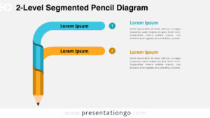 Two-level segmented pencil diagram for PowerPoint and Google Slides using a clean layout with numbered bands for presenting simple two-step processes or comparisons.