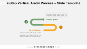Vertical arrow process diagram with two steps for PowerPoint and Google Slides, showing a clean layout with editable arrows and icons.