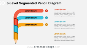 Three-level segmented pencil diagram for PowerPoint and Google Slides with a clean layout and numbered bands ideal for educational or workflow presentations.