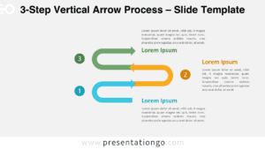 Vertical arrow diagram with three steps for PowerPoint and Google Slides designed to present structured workflows clearly.