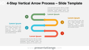Vertical arrow process diagram with four steps for PowerPoint and Google Slides used to explain workflows or methodologies.