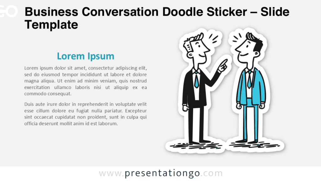 Hand-drawn business conversation doodle sticker for PowerPoint and Google Slides illustrating professional dialogue and teamwork concepts