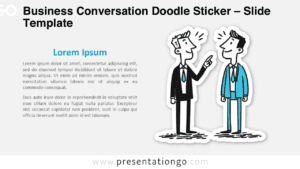 Hand-drawn business conversation doodle sticker for PowerPoint and Google Slides illustrating professional dialogue and teamwork concepts
