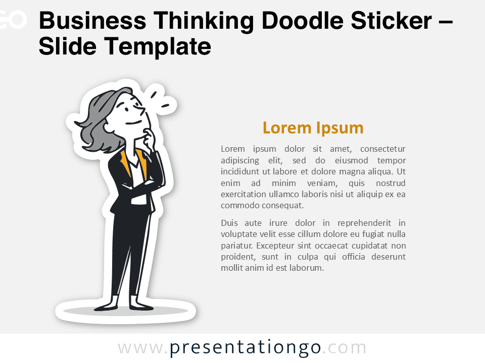Hand-drawn business thinking doodle sticker for PowerPoint and Google Slides, ideal for illustrating strategy, ideas, and decision-making moments.