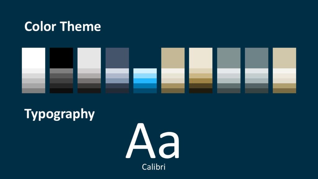Hanukkah Candlelight Colors and Fonts PowerPoint Color palette and typography slide from the Hanukkah Candlelight template for PowerPoint and Google Slides showing fonts and theme colors.