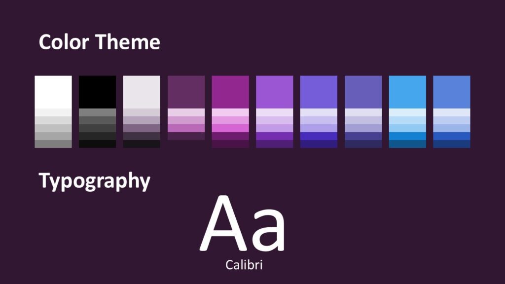 Happy 2026 Colors and Fonts PowerPoint Slide Color palette and typography slide from the Happy 2026 Fireworks template for PowerPoint and Google Slides.