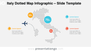 Editable Italy dotted map infographic for PowerPoint and Google Slides designed for geographic data, statistics, and regional analysis