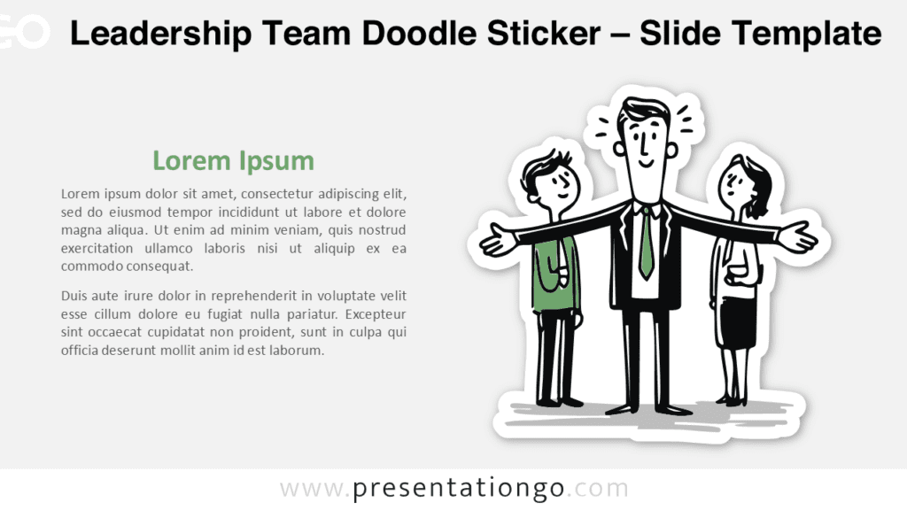Hand drawn leadership team doodle illustration for PowerPoint and Google Slides used to present teamwork management and people focused concepts