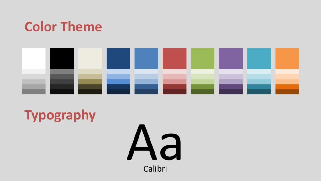 Megaphone Message Colors and Fonts Slide Colors and fonts page from the Megaphone Message template for PowerPoint and Google Slides with full palette options and typography samples.