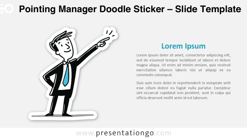 Professional pointing manager doodle sticker for PowerPoint and Google Slides, designed to highlight guidance, vision, and strategic messages.