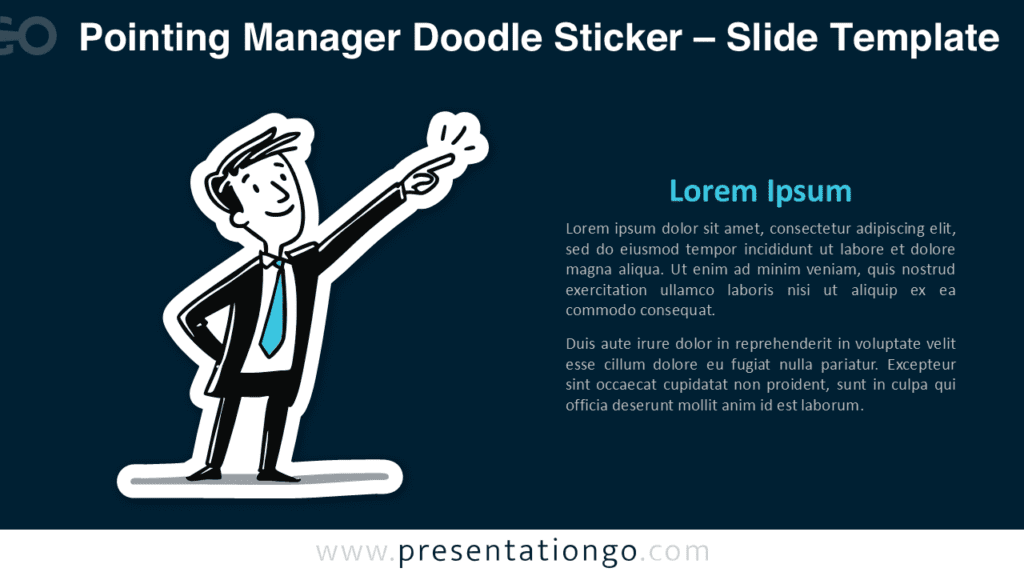 Pointing Manager Doodle Sticker for PowerPoint on Dark Slides Pointing manager doodle sticker for PowerPoint and Google Slides optimized for dark slides, maintaining strong contrast and clear readability.