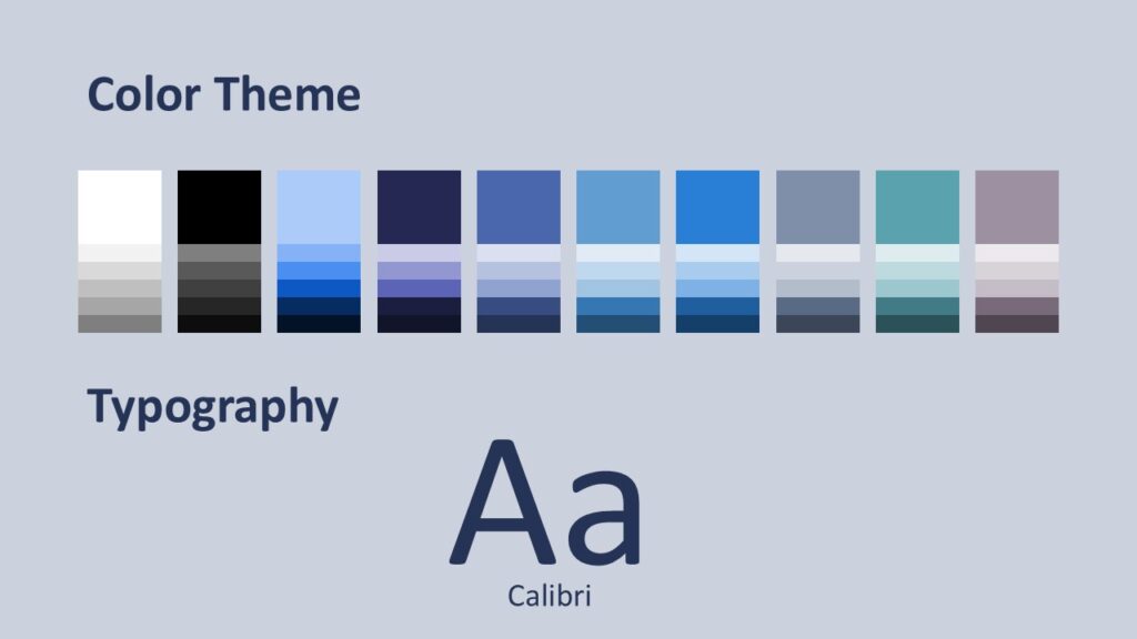 Silver Pine PowerPoint Colors and Fonts Fonts and color palette slide from the Silver Pine template for PowerPoint and Google Slides showing typography and seasonal color scheme.