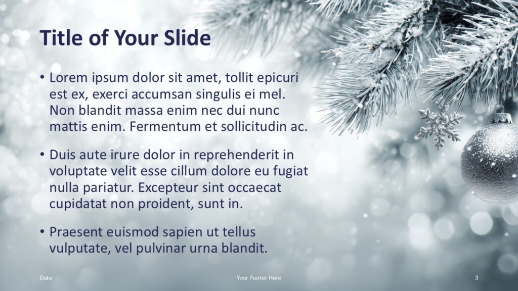 Silver Pine PowerPoint Content Layout Alternative title and content slide from the Silver Pine template for PowerPoint and Google Slides with flexible layout for presentations.