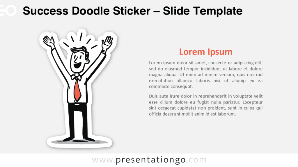 Playful success doodle sticker illustration for PowerPoint and Google Slides presentations highlighting achievement and positive results