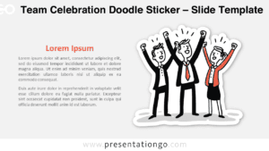 Business team celebrating success with a hand-drawn doodle illustration for PowerPoint and Google Slides presentations about teamwork and wins.