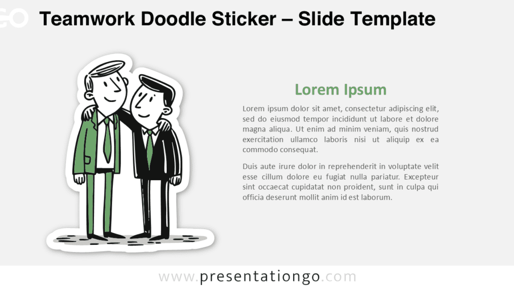 Friendly teamwork doodle illustration for PowerPoint and Google Slides designed to communicate collaboration, trust, and professional partnership.
