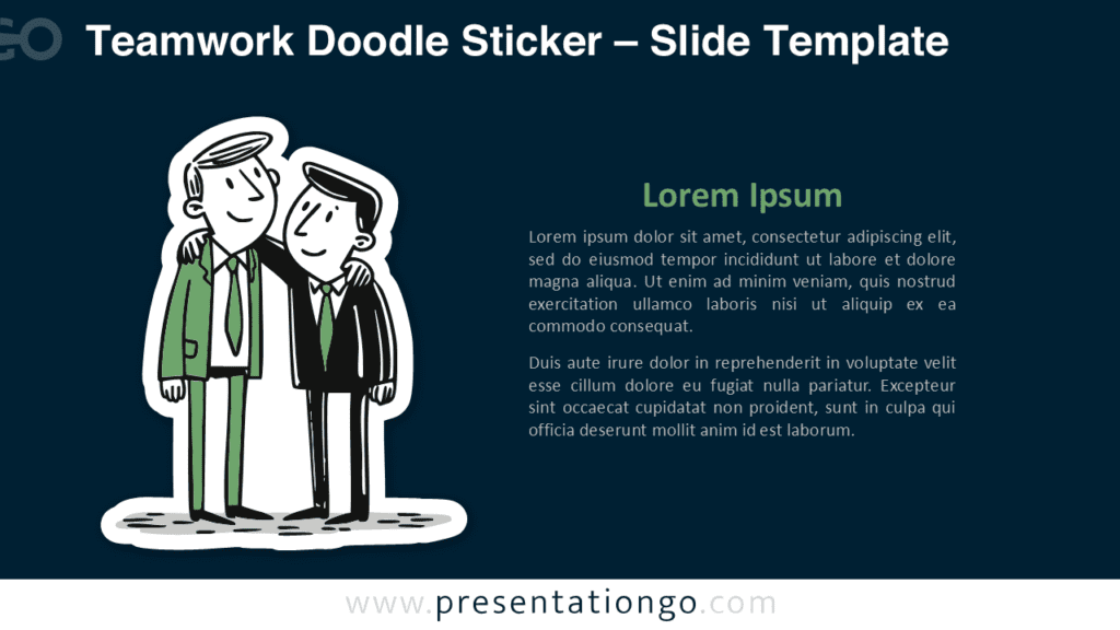 Teamwork People Doodle Sticker PowerPoint People-focused teamwork doodle sticker for PowerPoint and Google Slides ideal for slides about collaboration, mentoring, and company culture.