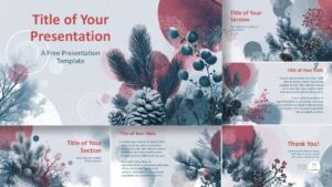 Overview of the Winter Botanica template for PowerPoint and Google Slides showing consistent layouts, colors, and winter visuals.