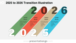 Illustration representing the transition from 2025 to 2026, editable in PowerPoint and Google Slides for strategy and presentation visuals.
