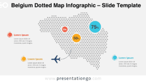 Editable Belgium dotted map infographic for PowerPoint and Google Slides, ideal for geographic data, statistics, and regional business insights.