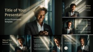 Overview of the Executive Business Portrait template for PowerPoint and Google Slides showing consistent structure and editable professional layouts