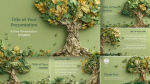 Full preview of the Crumpled Paper Tree template for PowerPoint and Google Slides with organic design and eco presentation structure.