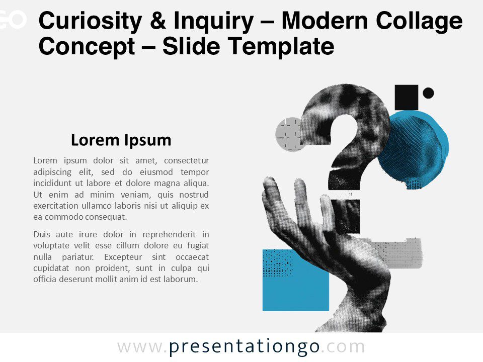 Modern collage illustration expressing curiosity and inquiry for PowerPoint and Google Slides learning presentations