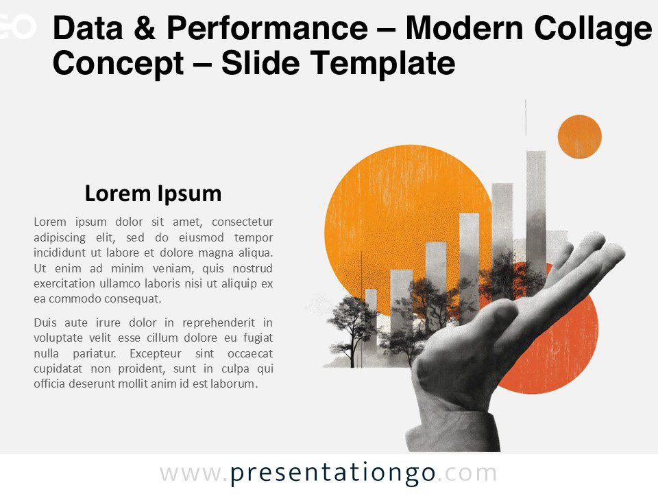 Modern collage illustration representing data and performance for PowerPoint and Google Slides presentations
