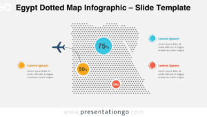 Country-level Egypt dotted map infographic for PowerPoint and Google Slides with customizable shapes, arrows, and text placeholders.