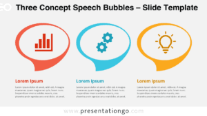 Editable three concept speech bubbles infographic for PowerPoint and Google Slides with icons and clean visual layout