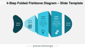 Folded 4-step fishbone infographic for PowerPoint and Google Slides designed for root cause analysis with clear structure.