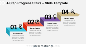 Visual 4-step progress stairs diagram for PowerPoint and Google Slides designed to present workflows, roadmaps, and structured processes