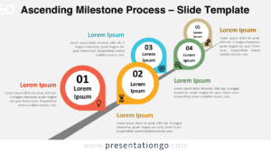 Five-step Ascending Milestone Process Diagram for PowerPoint and Google Slides with linear growth layout and customizable icons.