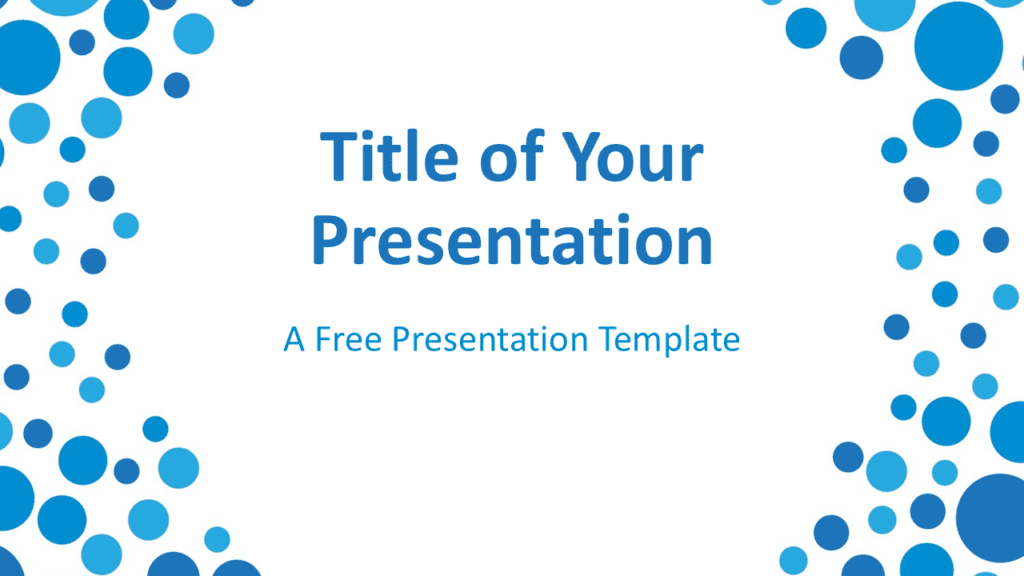 Blue Bubbles PowerPoint Template Sparkling blue bubbles presentation template for PowerPoint with elegant circular frame and clean white layout for titles and text