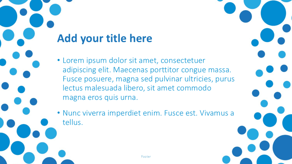 Blue Bubbles PowerPoint Template Text Slide Blue bubbles PowerPoint template text slide featuring elegant circular bubble border and clear readable presentation layout