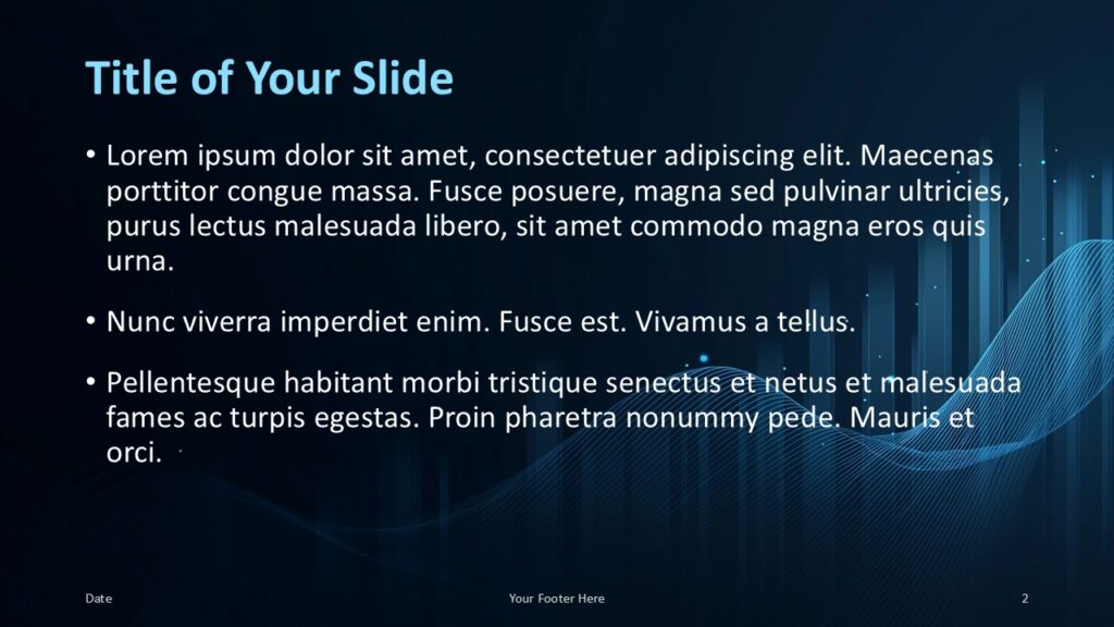 DataWave Insights Content Slide PowerPoint Google Slides Title and content slide from DataWave Insights template for PowerPoint and Google Slides with clean bullet layout and blue gradient background.
