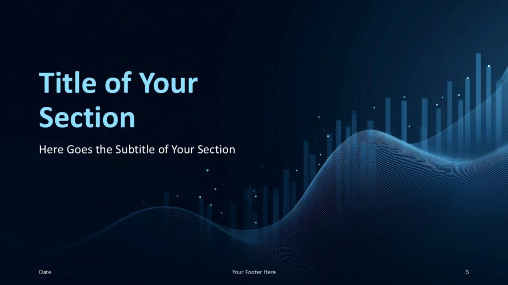 DataWave Insights Divider PowerPoint Google Slides Alternative section divider in DataWave Insights presentation for PowerPoint and Google Slides with dynamic wave and corporate styling.