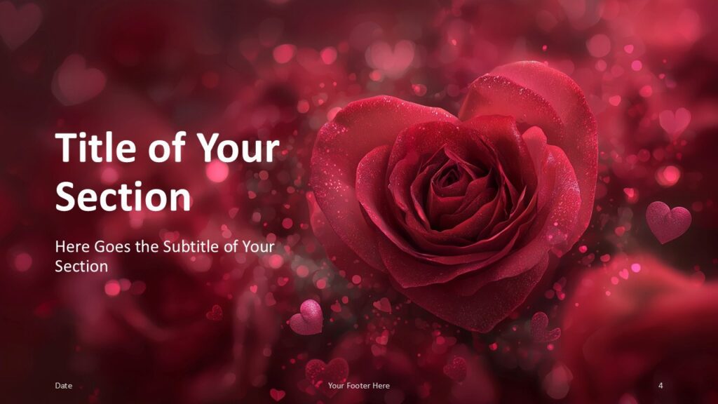 Eternal Love Section Divider PowerPoint and Google Slides Section divider slide from the Eternal Love PowerPoint and Google Slides template designed for smooth transitions and romantic storytelling.