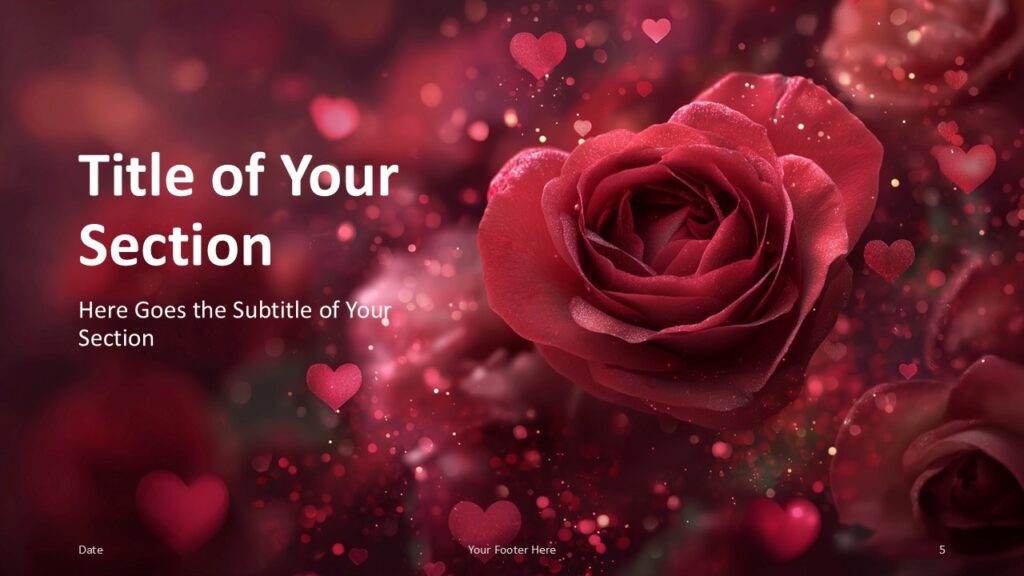 Eternal Love Divider Slide PowerPoint and Google Slides Alternative section divider layout in the Eternal Love template for PowerPoint and Google Slides featuring elegant typography and rose imagery.