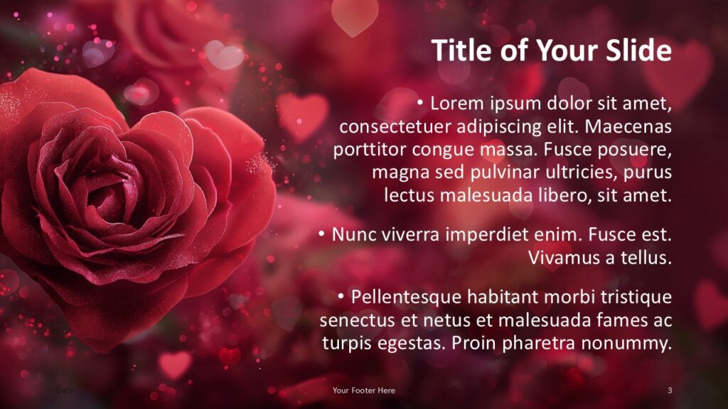 Eternal Love Content Layout PowerPoint and Google Slides Alternative title and content layout from the Eternal Love template for PowerPoint and Google Slides with balanced composition and emotional design.
