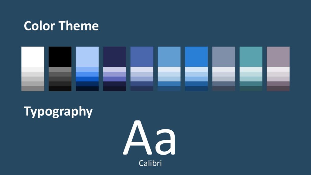 Executive Motion Fonts PowerPoint Google Slides Executive Motion color palette and typography template for PowerPoint and Google Slides featuring corporate blue tones.