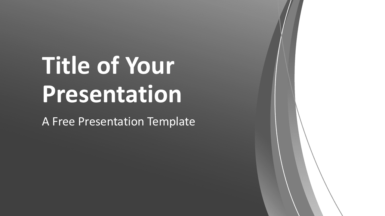 Gray abstract presentation template for PowerPoint with gradient background and elegant curved lines for clean corporate slides
