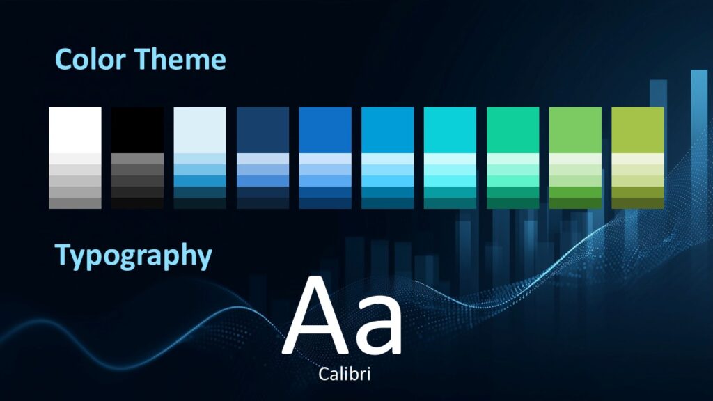 Growth Metrics Colors and Fonts PowerPoint Google Slides Color palette and typography slide in Growth Metrics template for PowerPoint and Google Slides showing brand-ready theme elements.