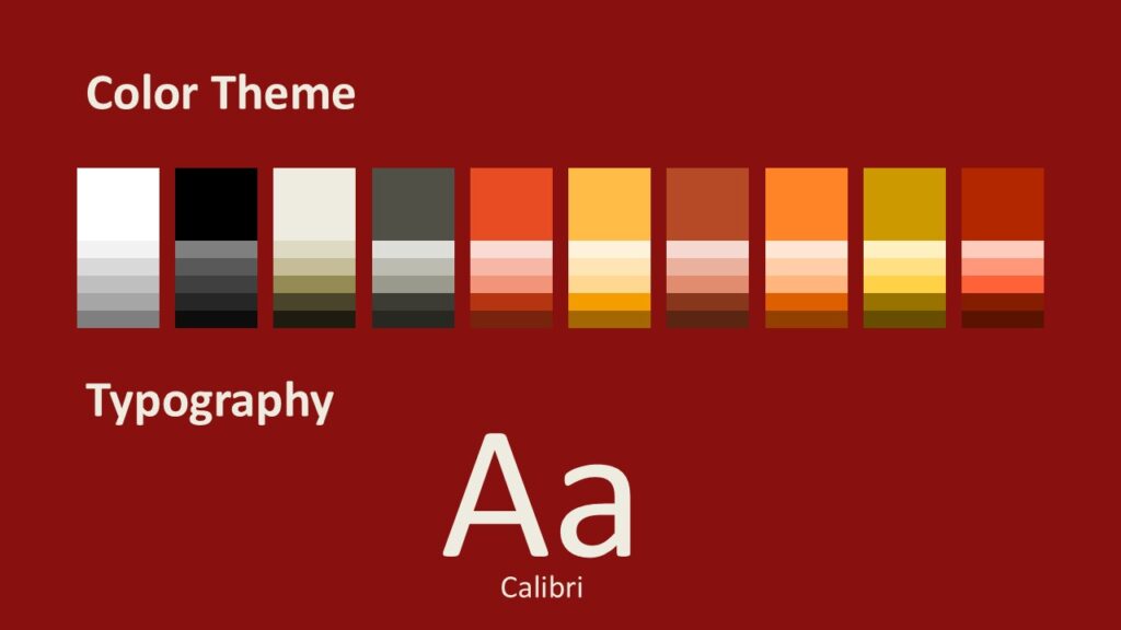 Imperial Nordic Crimson Colors Fonts PowerPoint Google Slides Color palette and typography slide from the Imperial Nordic Crimson template for PowerPoint and Google Slides showing brand styling.