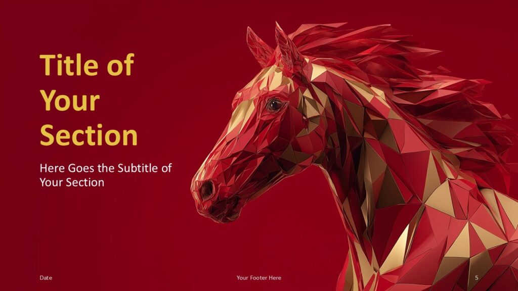 Majestic Stallion PowerPoint & Google Slides Divider Alternate section divider design in the Majestic Stallion PowerPoint and Google Slides template for clear presentation structure.