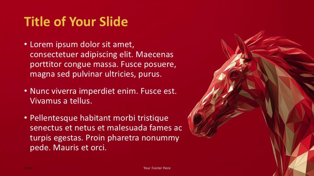 Majestic Stallion PowerPoint & Google Slides Text Layout Alternate title and content layout in the Majestic Stallion PowerPoint and Google Slides template designed for structured business text.