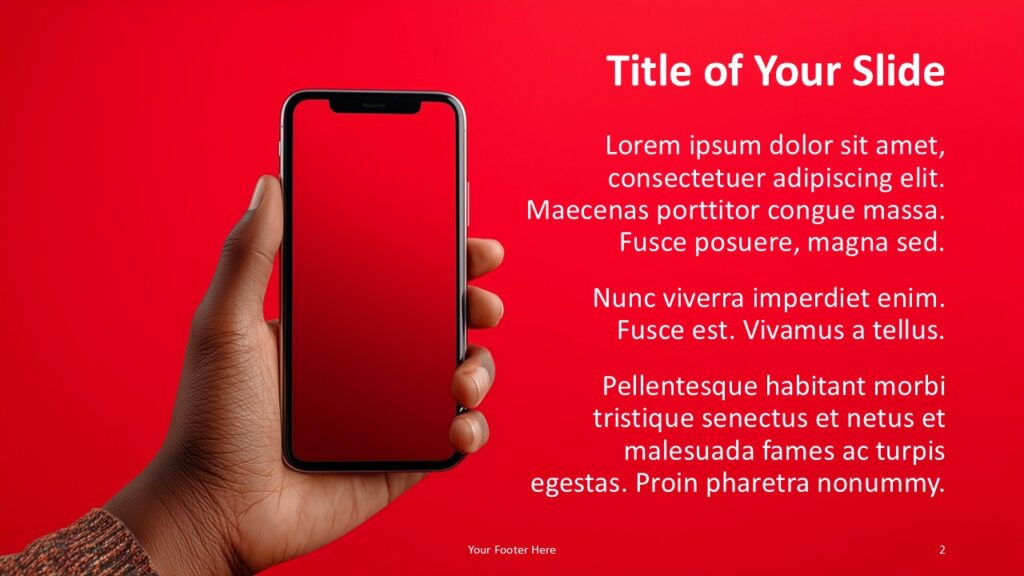 Mobile Gradient Content Slide for PowerPoint and Google Slides Title and content slide from the Mobile Gradient Template for PowerPoint and Google Slides with editable text and strong visual contrast.